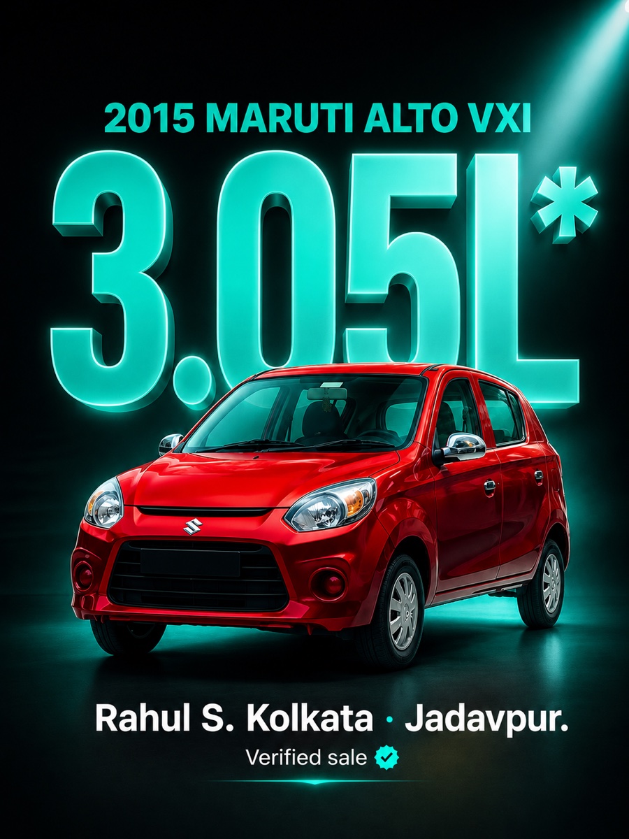 2015 Maruti Alto VXI sold for ₹3.05 lakh to Rahul S. in Kolkata · Jadavpur — verified sale by CarBye